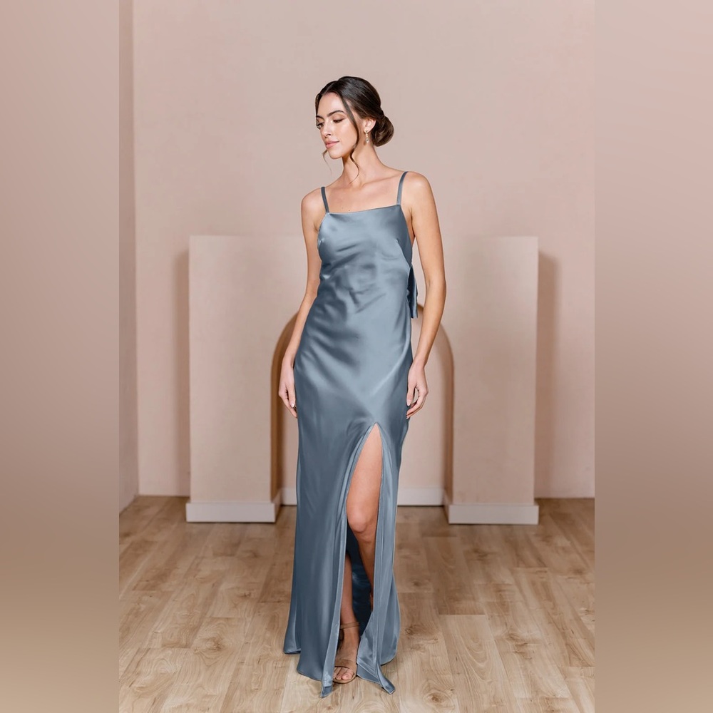 Elegant Blue Satin Dress